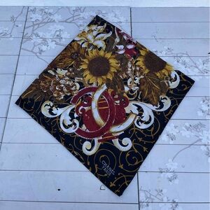 CHANEL Black and Gold Floral Scarf